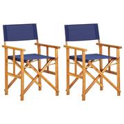 Fotele i krzesła ogrodowe - vidaXL Krzesła reżyserskie, 2 szt., lite drewno akacjowe, niebieskie - miniaturka - grafika 1
