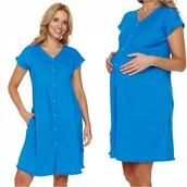 Piżamy ciążowe - Koszula do karmienia koszula ciążowa rozpinana DOCTOR NAP 9600 OCEAN BLUE S - miniaturka - grafika 1