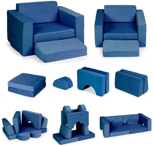 Fotel modułowy dla dzieci DIY 8 miękkich poduch składany - niebieski ECOTOYS EDUKAMP - Krzesełka i taborety dla dzieci - miniaturka - grafika 1