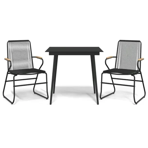 Zestaw mebli ogrodowych z rattanu PVC i stali, czarny, krzesło 59x58x85,5