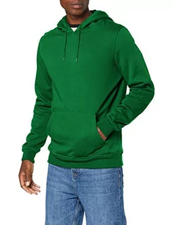 Bluzy męskie - Build Your Brand Męska bluza z kapturem Heavy Hoody dla mężczyzn, jednokolorowa, z kieszenią typu kangurka i ściągaczami, rozmiar XS do 5XL, dostępna w wielu kolorach, zielony (Forest Green), L - grafika 1
