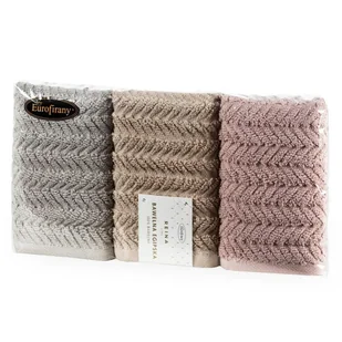 Komplet ręczników 3 szt 30x50 beżowy srebrny pudrowy zestaw upominkowy 550g/m2 - Ręczniki - miniaturka - grafika 1