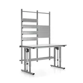 Akcesoria do pakowania - Stół roboczy z regulacją wysokości MOTION, 400 kg, 1500x800 mm, panel narzędziowy + szyny - miniaturka - grafika 1
