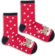 Skarpetki dla dzieci - Skarpetki dziecięce w gwiazdki z uroczym reniferem Milena - miniaturka - grafika 1