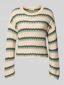 Swetry damskie - Sweter z dzianiny o kroju regular fit z mieszanki bawełny model ‘ASA’ - miniaturka - grafika 1