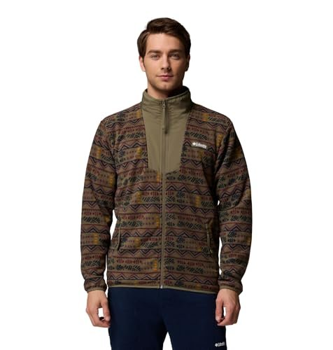 Columbia Męska kurtka polarowa z nadrukiem Sequoia Grove na całej długości, zapinana na zamek błyskawiczny, Stone Green Horizons, L
