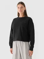 Bluzy sportowe damskie - Damska bluza dresowa nierozpinana bez kaptura 4F 4FWAW24TSWSF1305 - czarna - miniaturka - grafika 1