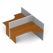 Inne meble biurowe - B2B Partner Zestaw parawanów biurowych ze stołem ergonomicznym, tekstylny 2 miejsca, czereśnia 437240 - miniaturka - grafika 1