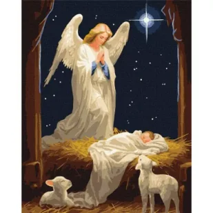 Malowanie po numerach - Pod opieką anioła 40x50cm - Malowanie po numerach - miniaturka - grafika 1