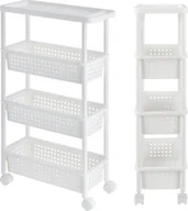 Wózki kuchenne - [en.casa]® Półka na kółkach - Biała - 100 x 22 x 48 cm - Półka kuchenna Wózek kuchenny Wózek na kółkach Półka wnękowa - miniaturka - grafika 1