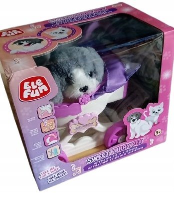 Elefun Sweet Furry Pet Interaktywny PIESEK w spacerówce