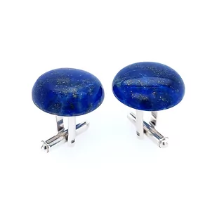 Spinki do mankietów Lapis Lazuli okrągłe (S530) Srebrne [925] - Spinki do mankietów i krawatów - miniaturka - grafika 1