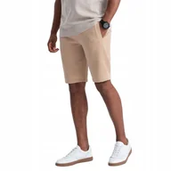 Spodenki męskie - Szorty męskie dresowe 100% bawełna BASIC beżowe Ombre OM-SRBS-0149 V6 XL - miniaturka - grafika 1