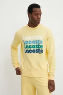 Bluzy męskie - Lacoste bluza bawełniana męska kolor żółty z nadrukiem - miniaturka - grafika 1