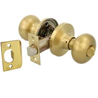 Meble modułowe i akcesoria - Gałka z zamkiem do drzwi łazienkowych WC Mosiądz satyna do drzwi 35-45mm - miniaturka - grafika 1