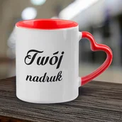 Kubki - Kubek z czerwonym wnętrzem i uszkiem w kształcie serca z Twoim nadrukiem - miniaturka - grafika 1