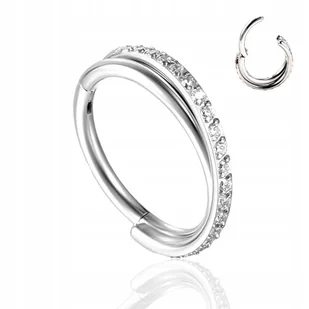 Kolczyk PIERCING Clicker Podwójny ZŁOTY cyrkonie Helix Conch TYTAN 1.2/8 - Kolczyki - miniaturka - grafika 1