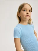 Swetry dla dziewczynek - Reserved - Sweter z krótkim rękawem - jasnoniebieski - miniaturka - grafika 1