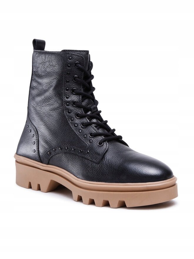 GIOSEPPO DAMSKIE BOTKI SKÓRZANE Z ZAPIĘCIAMI CZARNE 40 Ż6B