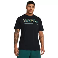 Koszulki sportowe męskie - Męski t-shirt z nadrukiem Under Armour UA Colorblock Wordmark SS - czarny - UNDER ARMOUR - miniaturka - grafika 1