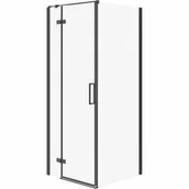 Kabiny prysznicowe - Cersanit S160-007 KABINA PRYSZNICOWA NAROŻNA JOTA CZARNA 80X80X195 LEWA SZKłO TRANSPAREN - miniaturka - grafika 1