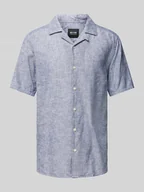 Koszule męskie - Koszula lniana o kroju slim fit z rękawem o dł. 1/2 model ‘CAIDEN’ - miniaturka - grafika 1