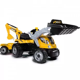 Smoby TRAKTOR MAX Z PRZYCZEPĄ ŁYŻKĄ I KOPARKĄ ŻÓŁTY 710301 710301 - Jeździki dla dzieci - miniaturka - grafika 3