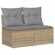 Meble ogrodowe - vidaXL 4-cz. sofa ogrodowa z poduszkami, beżowy, rattan PE i akacja - miniaturka - grafika 1