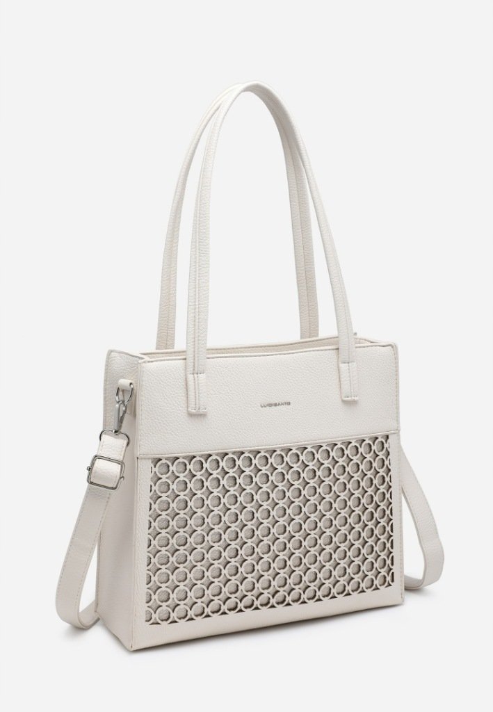 Torebka Damska Ażurowa Shopper Stylowa Elegancka Beżowa Torba LUIGISANTO