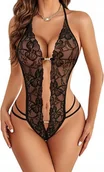 Komplety bielizny - SEKSOWNE KORONKOWE BODY DLA KOBIET CZARNA BIELIZNA NOCNA DLA KOBIET M - miniaturka - grafika 1