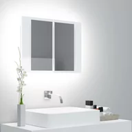 Szafki łazienkowe - vidaXL vidaXL Szafka górna z lustrem i LED 60cm biała połysk 804961 804961 - miniaturka - grafika 1