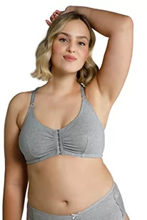 Ulla Popken Damski biustonosz typu bustier, koronka, z przodu, bez fiszbinów, miseczka C-D, jasnoszary melange, 100 - Biustonosze - miniaturka - grafika 1