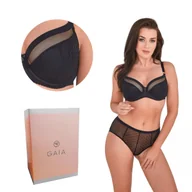 Biustonosze - Biustonosz z tiulem Semi-Soft Emma 1204 półusztywniany czarny  70H - miniaturka - grafika 1