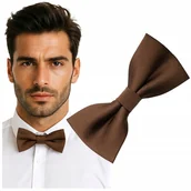 Krawaty i muchy męskie - Mucha męska prążkowana - brązowa - miniaturka - grafika 1