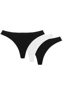 Wol-Bar Soft Simple 3-pak czarny-czarny-biały M Majtki stringi - Majtki damskie - miniaturka - grafika 1