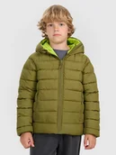 Kurtki i płaszcze dla chłopców - 4F Kurtka puchowa dwustronna z wypełnieniem syntetycznym chłopięca - oliwkowa/khaki 122 (6-7 lat) - miniaturka - grafika 1