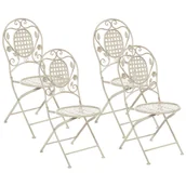 Meble ogrodowe - Shumee Zestaw 4 krzeseł ogrodowych metalowy złamana biel BIVIO - miniaturka - grafika 1