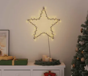 vidaXL Lampki choinkowe sylwetka gwiazdy 80 LED ciepły biały - Oświetlenie świąteczne - miniaturka - grafika 1