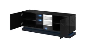 Cama MEBLE MEBLE Szafka RTV QIU 160 MDF czarny połysk/czarny połysk - Szafki RTV - miniaturka - grafika 1