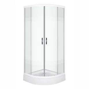 Kerra XENIA DUO Kabina prysznicowa półokrągła z brodzikiem 80x80 cm szkło czyste+wzór - Kabiny prysznicowe - miniaturka - grafika 1