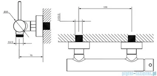 Omnires Y bateria prysznicowa bez zestawu prysznicowego miedź Y1240CP - Baterie umywalkowe - miniaturka - grafika 2