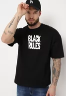 Koszulki męskie - Czarna Bawełniana Koszulka T-shirt z Nadrukiem po Obu Stronach Daven - miniaturka - grafika 1