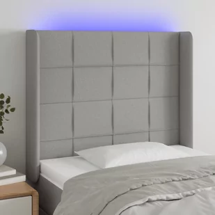 Lumarko Zagłówek do łóżka z LED, jasnoszary, 83x16x118/128 cm, tkanina - Inne meble do sypialni - miniaturka - grafika 1