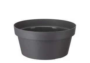Misa plastikowa na kwiaty donica doniczka okrągła osłonka MELROSE średnica 20 cm tworzywo sztuczne antracytowy matowy - Donice - miniaturka - grafika 1