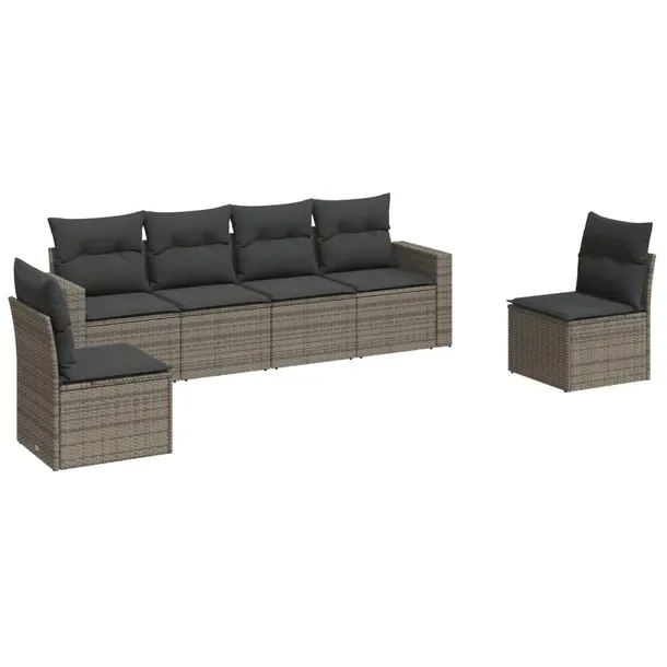 Zestaw mebli ogrodowych modułowych szary, rattan PE, 65,5 x 62 x 69 cm