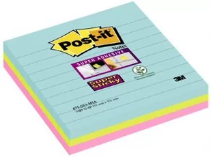 Post-It 3M Bloczek samoprzylepny Super Sticky w linie, (675-SS3-MIA), 101x101mm, 3x70 kart., paleta Miami 3M-70005291656 - Etykiety samoprzylepne i bloki etykiet - miniaturka - grafika 1