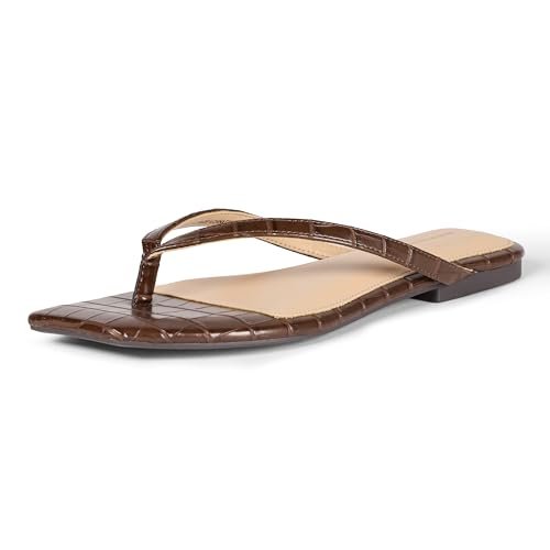 Amazon Essentials Sandały damskie Aewm31199 stringi, Brązowy sztuczny krokodyl, 39 EU