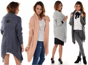 Włoski Sweter Kardigan Narzutka blezer - Swetry damskie - miniaturka - grafika 1