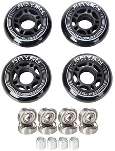 4x Kółka do rolek 76mm + 8x Łożyska Raven Abec9 - Akcesoria do skatingu - miniaturka - grafika 1