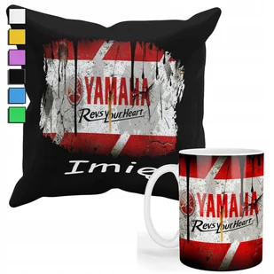 ZESTAW KUBEK + PODUSZKA Z POSZEWKĄ- PREZENT DLA FANA MOTOCYKL YAMAHA + IMIĘ - Gadżety dla niej i dla niego - miniaturka - grafika 1